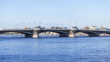 St Petersburg, Rusya, üzerinde 21 Ağustos 2016. Neva Nehri, Blagoveshchensky Köprüsü