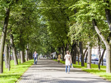 St Petersburg, Rusya, üzerinde 21 Ağustos 2016. Zhivopisnaya ağaçları ile çevrili Avenue