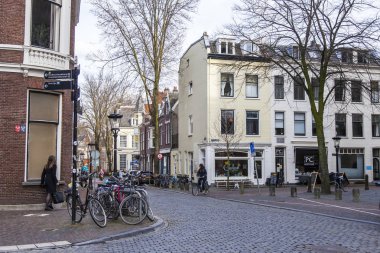 Utrecht, Hollanda, 30 Mart 2016 üzerinde. Kentsel görünümü. Çekici bir mimari kompleksi eski evleri yapmak