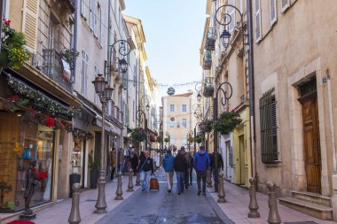  Antibes, Fransa, 7 Ocak 2017. Kentsel görünümü. Şehir sokak bilir. 