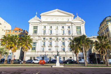 Güzel, Fransa, üzerinde 9 Ocak 2017. Şehir opera Tiyatrosu binasının mimarisi 