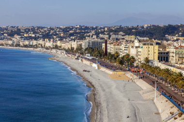 Güzel, Fransa, üzerinde 9 Ocak 2017. Promenade des Anglais - en güzel şehirlerden ana dolgu parlak sabah bilir dünya