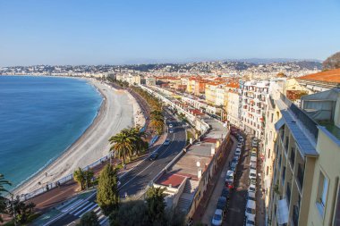 Güzel, Fransa, üzerinde 9 Ocak 2017. Promenade des Anglais - en güzel şehirlerden ana dolgu parlak sabah bilir dünya