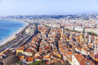 Güzel, Fransa, üzerinde 9 Ocak 2017. Promenade des Anglais - en güzel şehirlerden ana dolgu parlak sabah bilir dünya