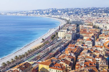 Güzel, Fransa, üzerinde 9 Ocak 2017. Promenade des Anglais - en güzel şehirlerden ana dolgu parlak sabah bilir dünya