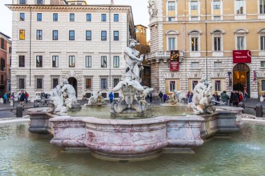 Roma, İtalya, 5 Şubat 2017. Parlak Moor çeşme Navon Meydanı'nda bilir