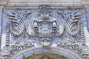 Lizbon, Portekiz, üzerinde 22 Haziran 2017. Usta heykel dekor Praça Comyrcio şehir merkezinde bir arcade Süsle 