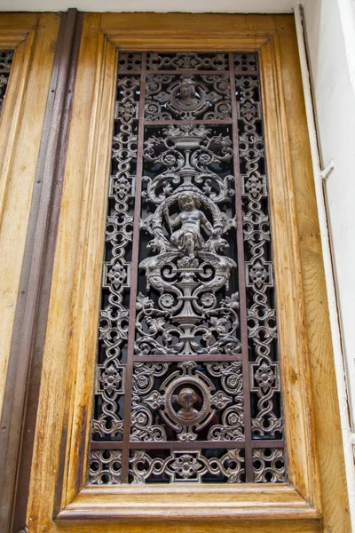 Paris Francia Octubre 2017 Decoración Tradicional Decora Una Puerta Entrada — Foto de Stock