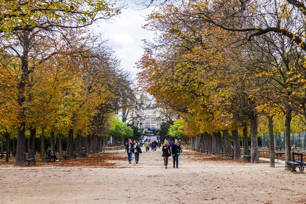 Paris Francia Octubre 2017 Paisaje Otoño Ciudad Gente Camina Descansa — Foto de Stock