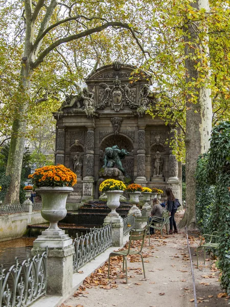 Parijs Frankrijk Oktober 2017 Herfst Stad Landschap Gedraaide Gele Bomen — Stockfoto