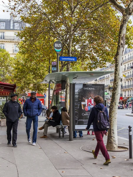 Paris Francia Octubre 2017 Parada Autobús Calle Centro — Foto de Stock