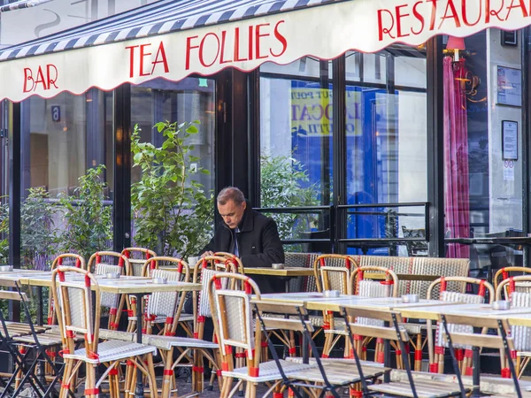 Parijs Frankrijk Oktober 2017 Lege Weinig Inhoudsopgaven Traditioneel Café Staan — Stockfoto