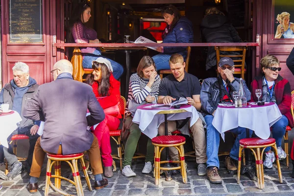 Paris França Outubro 2017 Pequeno Café Tradicional Momartr Espera Visitantes — Fotografia de Stock