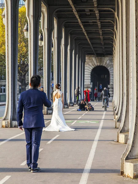 Paříž Francie Října 2017 Podzimní Městské Krajiny Západ Slunce Svítí — Stock fotografie