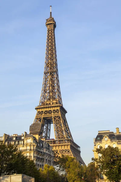 Παρίσι Γαλλία Στις Σεπτεμβρίου 2017 Ηλιοβασίλεμα Ήλιος Ανάβει Τον Πύργο — Φωτογραφία Αρχείου