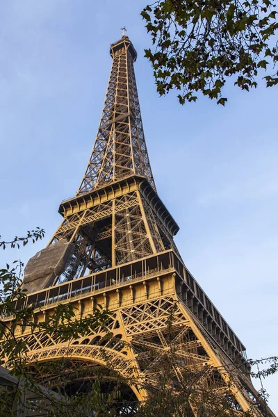 Paris Fransa Üzerinde Ekim 2017 Gün Batımı Eyfel Kulesi Arka — Stok fotoğraf