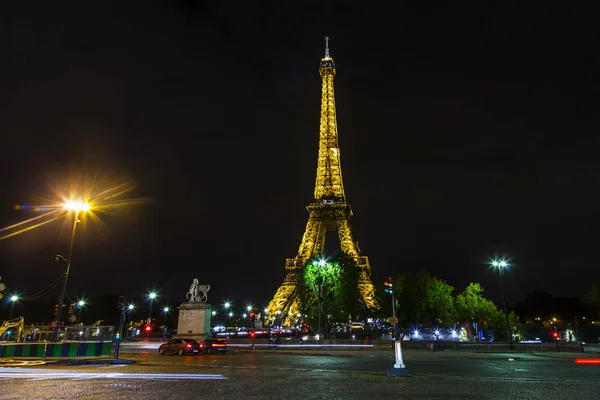 Paříž Francie Října 2017 Noční Osvětlení Světla Eiffelovu Věž — Stock fotografie
