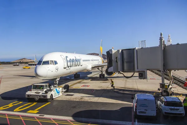 Las Palmas Gran Canaria Spanien Januar 2018 Das Flugzeug Wird — Stockfoto