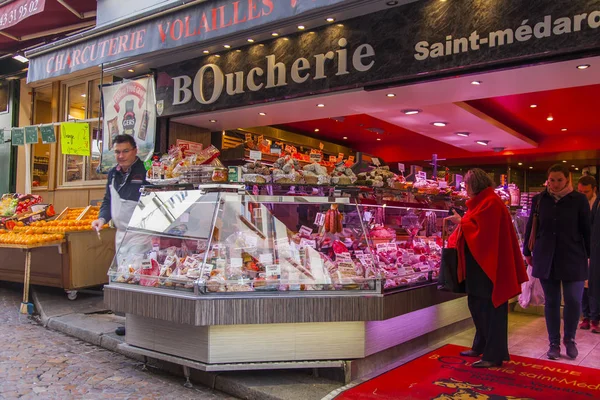 Parigi Francia Novembre 2017 Carne Prodotti Base Carne Sono Esposti — Foto Stock
