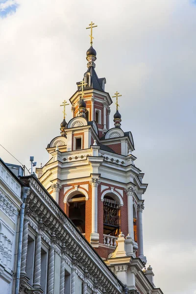 Mosca Russia Agosto 2017 Sole Illumina Vecchio Campanile Nikolskaya Street — Foto Stock