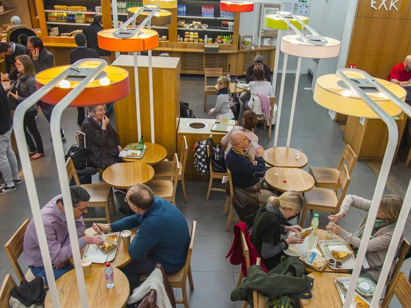 Paris France November 2017 People Have Rest Eat Cafe Hall — Stock Photo, Image