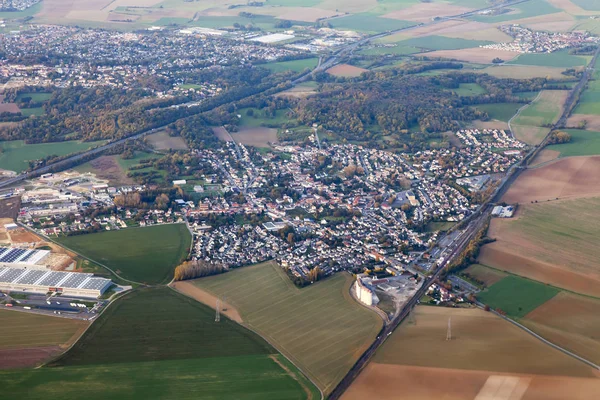 Utsikt Över Markytan Från Ett Fönster Planet Som Flyger Hög — Stockfoto