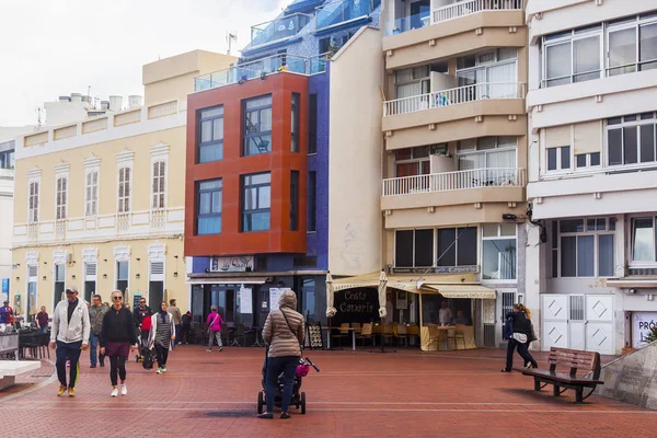 Las Palmas Gran Canaria Hiszpania Stycznia 2018 Nowoczesne Budynki Sprawiają — Zdjęcie stockowe