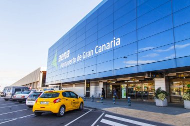 Las Palmas de Gran Canaria, İspanya, üzerinde 12 Ocak 2018. Bir cephe Havaalanı terminali bilir