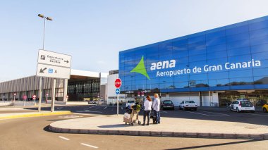 Las Palmas de Gran Canaria, İspanya, üzerinde 12 Ocak 2018. Bir cephe Havaalanı terminali bilir