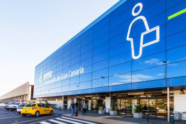 Las Palmas de Gran Canaria, İspanya, üzerinde 12 Ocak 2018. Bir cephe Havaalanı terminali bilir