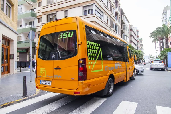 Гран Канарія Іспанії Січня 2018 Автобус Йде Міській Вулиці — стокове фото