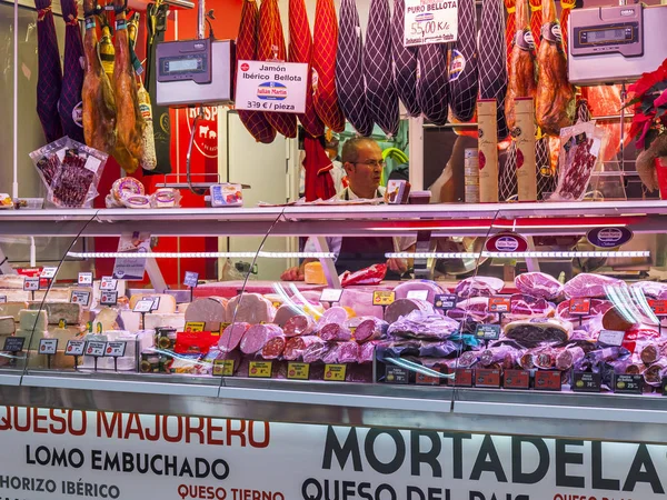 Las Palmas Gran Canaria Hiszpania Stycznia 2018 Różnych Produktów Mięsnych — Zdjęcie stockowe