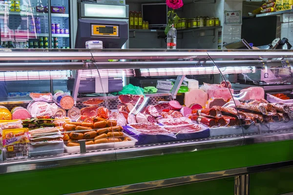 Las Palmas Gran Canaria Espanha Janeiro 2018 Vários Produtos Carne — Fotografia de Stock