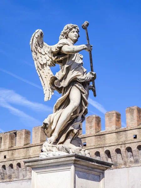 Rome Italy March 2017 Ancient Sculpture Angel Pedestrian Bridge Tiber — Stock Photo, Image