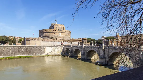 Roma Italia Marzo 2017 Una Vista Del Ponte Sant Angelo —  Fotos de Stock