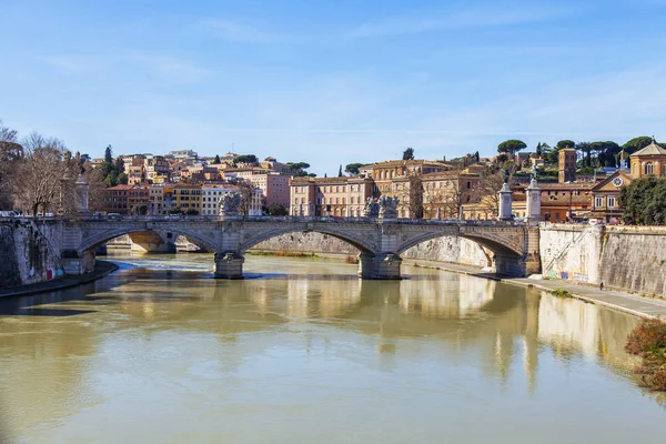 Rome Italie Mars 2017 Vue Sur Tibre Pont Victor Emmanuil — Photo