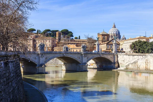 Řím Itálie Března 2017 Pohled Řeky Tiberu Victor Emmanuil Most — Stock fotografie