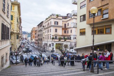 Roma, İtalya, 7 Mart 2017. Antik yapıların sokak çekici bir mimari kompleks şehrin tarihsel bir parçası olun.