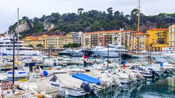 Nice Francia Marzo 2018 Vari Yacht Sono Ormeggiati Nel Porto — Foto Stock
