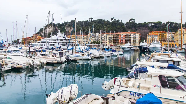 Nice France Mars 2018 Ulike Yachter Ligger Fortøyd Havnen Gamlebyen – stockfoto