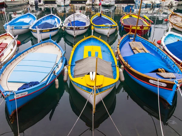 Nice France March 2018 Various Multi Colored Boats Moored Harbor — Stock Photo, Image