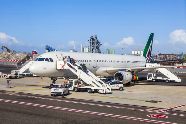 Rome Italy March 2018 Airplanes Have Preflight Training International Airport — Stock Photo, Image