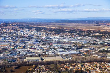 MARSEILLE, FRANCE, on March 2, 2018. Areas, adjacent to the city, are visible from a window of the plane coming in the land at the airport
