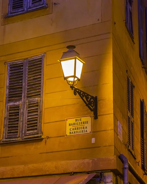 Nice France March 2018 Ancient Lamp Old City Lights Street — Stock Photo, Image