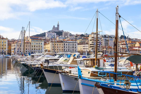 Marseille Frankrike Den Mars 2018 Yachter Och Båtar Förtöjda Gamla — Stockfoto