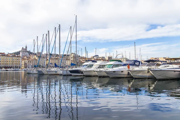 Marseille Frankrike Den Mars 2018 Många Yachter Och Båtar Förtöjda — Stockfoto