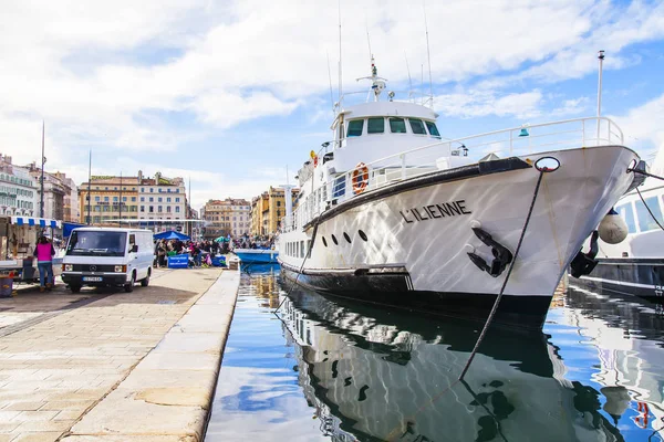Marseille Francia Marzo 2018 Numerosos Yates Barcos Están Amarrados Antiguo — Foto de Stock
