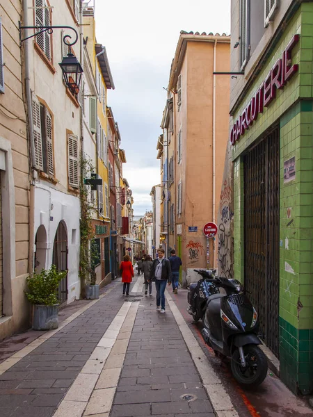 Marseille França Março 2018 Edifícios Tradicionais Fazem Complexo Arquitetônico Rua — Fotografia de Stock