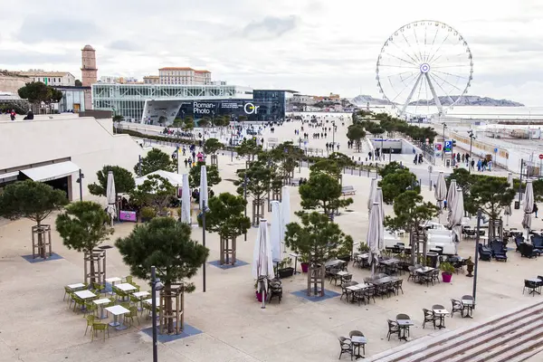 Marseille France March 2018 Picturesque Cafe Grande Roue Marseille Distance — Stock Photo, Image