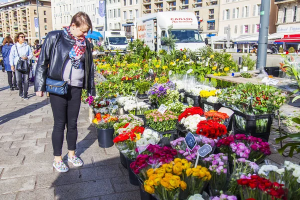 Marseille Francia Marzo 2018 Varias Flores Plantas Sindicatos Están Venta — Foto de Stock